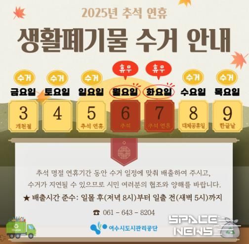 여수시도시관리공단, 추석맞이 청결 도시환경 조성...명절 특별 청소대책 시행 및 휴무 안내