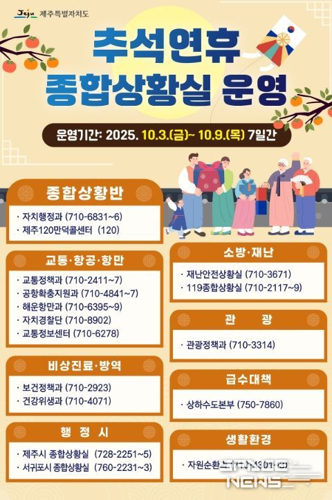 추석 연휴 종합상황실 운영 안내문