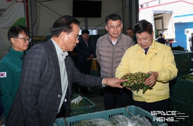 고성군수, 겨울철 효자품목 ‘시금치’ 경매 현장 방문