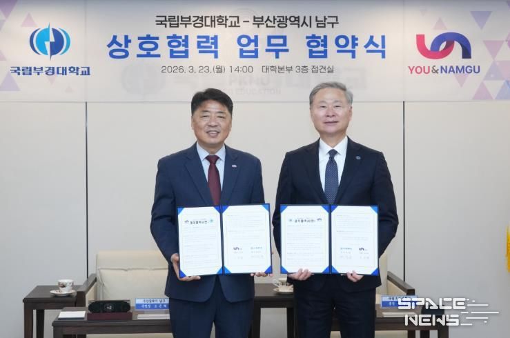 왼쪽 부산남구청장 오은택, 오른쪽 부경대학교 총장 배상훈