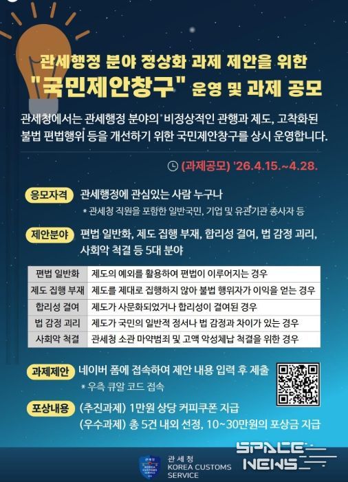 관세행정 정상화과제 국민제안창구 홍보자료